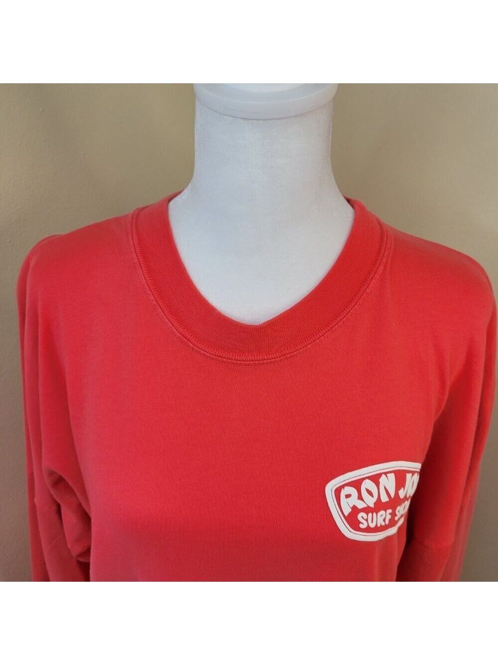 Ron Jon Surf Shop Heavy Weight Long Sleeve T-Shirt Coral Orange W/ Logo Size XS - Picture 8 of 16